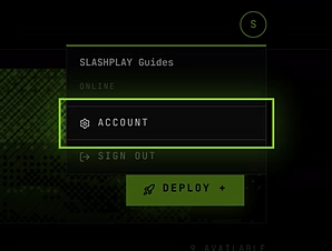 The avatar menu in the top right of the dashboard, with Account and Sign out