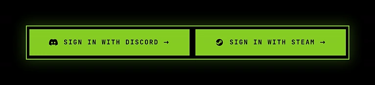 The sign-in page with the Sign in with Discord and Sign in with Steam buttons