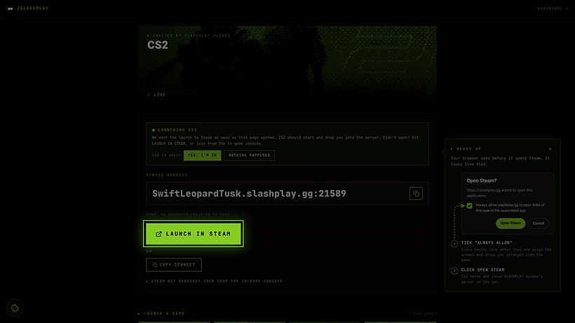 The invite page your friends see