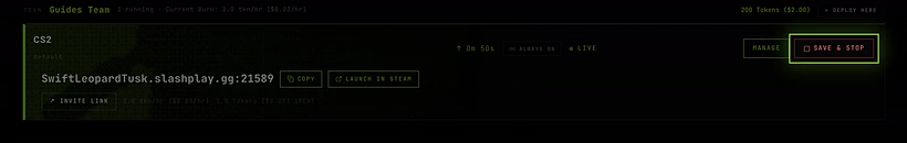 The Save & Stop button