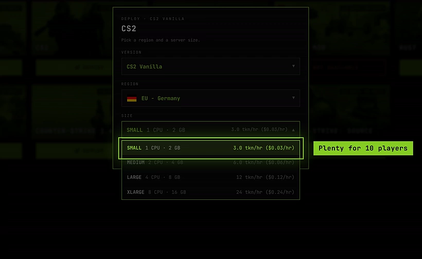 The size list