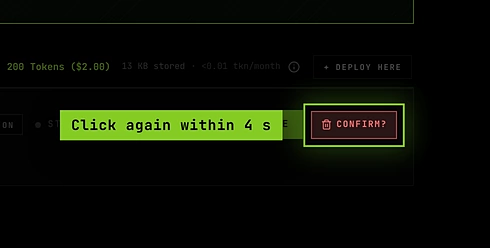 The trash button turned red and reading Confirm?