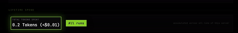 The Lifetime spend section of the General tab showing Total tokens spent