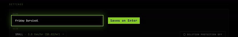 The Name field on the server page's General tab