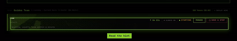 A CS2 server card showing STARTING with the hint booting, usually live within a minute