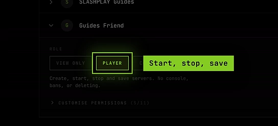 The same member switched to PLAYER, with its description