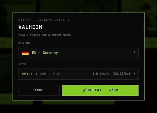 The Valheim deploy window